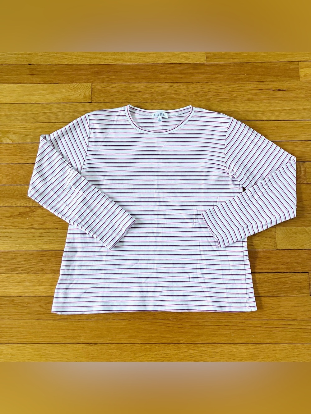 Lake Pink Stripe Pima Cotton Soft Relax Lounge Long Sleeve Pajama Top Small